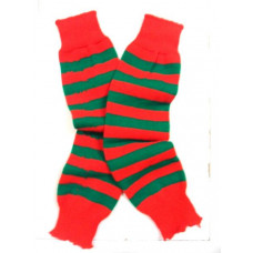 NEW WOMEN LADIES GREEN RED STRIPED CHRISTMAS FESTIVE ELF LEG WARMERS FANCY DRESS