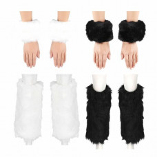 Winter Women Boot Covers w/Cuffs Set Warm Furry Faux Fur Leg Warmer Wrist Sleeve