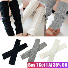 Women Ladies Winter Warm Leg Warmers Long Knit Knitted Crochet Socks Leggings