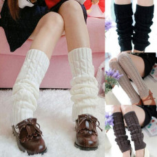 Women Girl Winter Warm Leg Warmers Cable Knit Knitted Long Socks