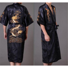 Kimono Bathrobe Gown Home Clothing Men Embroidery Robe Sleepwear Loose Nightwear