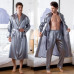 2Pcs Men Bathrobe Faux Silk Satin Pajamas Pants Sleepwear Nightwear Gown Vintage