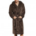 Mens Gents Dressing Gown Heavy Fleece Hooded Lounge Robe Extra Warm Bathrobe