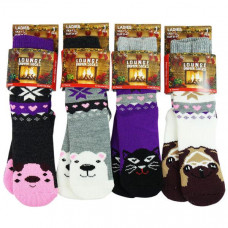 WOMENS LADIES GRIP SOLE THERMAL COSY WINTER WARM LOUNGE BED SLIPPER SOCKS SIZE