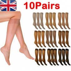 10Pairs Women Over Knee High Tights Pop Socks Comfort Top Silky Smooth Socks UK