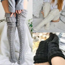 Women's Cable Knit Thigh High Socks Over Knee Stockings Winter Long Boot Warmers