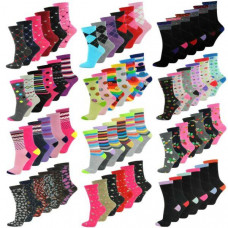 12 Pairs Ladies Womens Summer Cotton DESIGNER Colourd Socks Uk4-7 Eu35-39 L10761