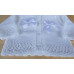 Baby Girl Cardigan White Knitted Crochet Fancy Pattern Bow NB 0 3 6 9 Portuguese