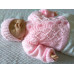 New Hand Knitted Baby Girls Cardigan & Hat. O-3 Months Pink