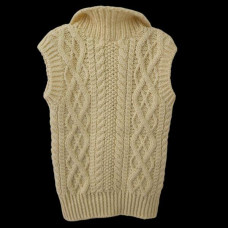 Toddler Handmade Wool Cable Knit Sweater Vest Collar Button Up Cream Unisex 3T