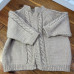 Hand Knit Aran Toddler Wool Tan  Knit  Sweater Size 3-4 Yr Vintage Cable