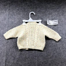 Vintage Baby 6-9M Hand Knit Chunky Cable Knit Fisherman Sweater Cardigan