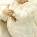 Baby Girls Sweaters Top Scoop Neck Long Sleeve Lantern Sleeve Pom Poms Knitwear