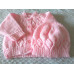 New Hand Knitted Baby Girls Cardigan & Hat. O-3 Months Pink